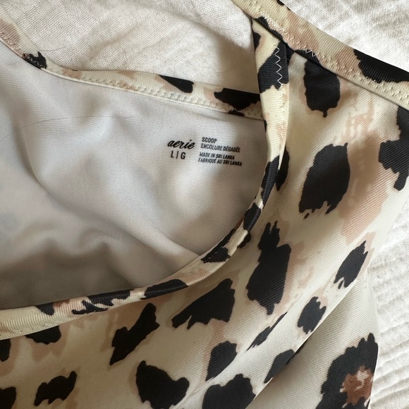 Aerie Leopard Print Longline Scoop Bikini Top - Size Large (L/G) - Picture 5 of 5